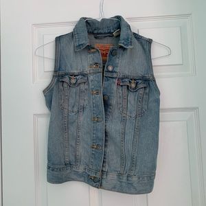 Light wash jean jacket vest